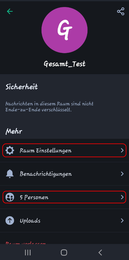 Anzeigen der Mitglieder in einem Raum