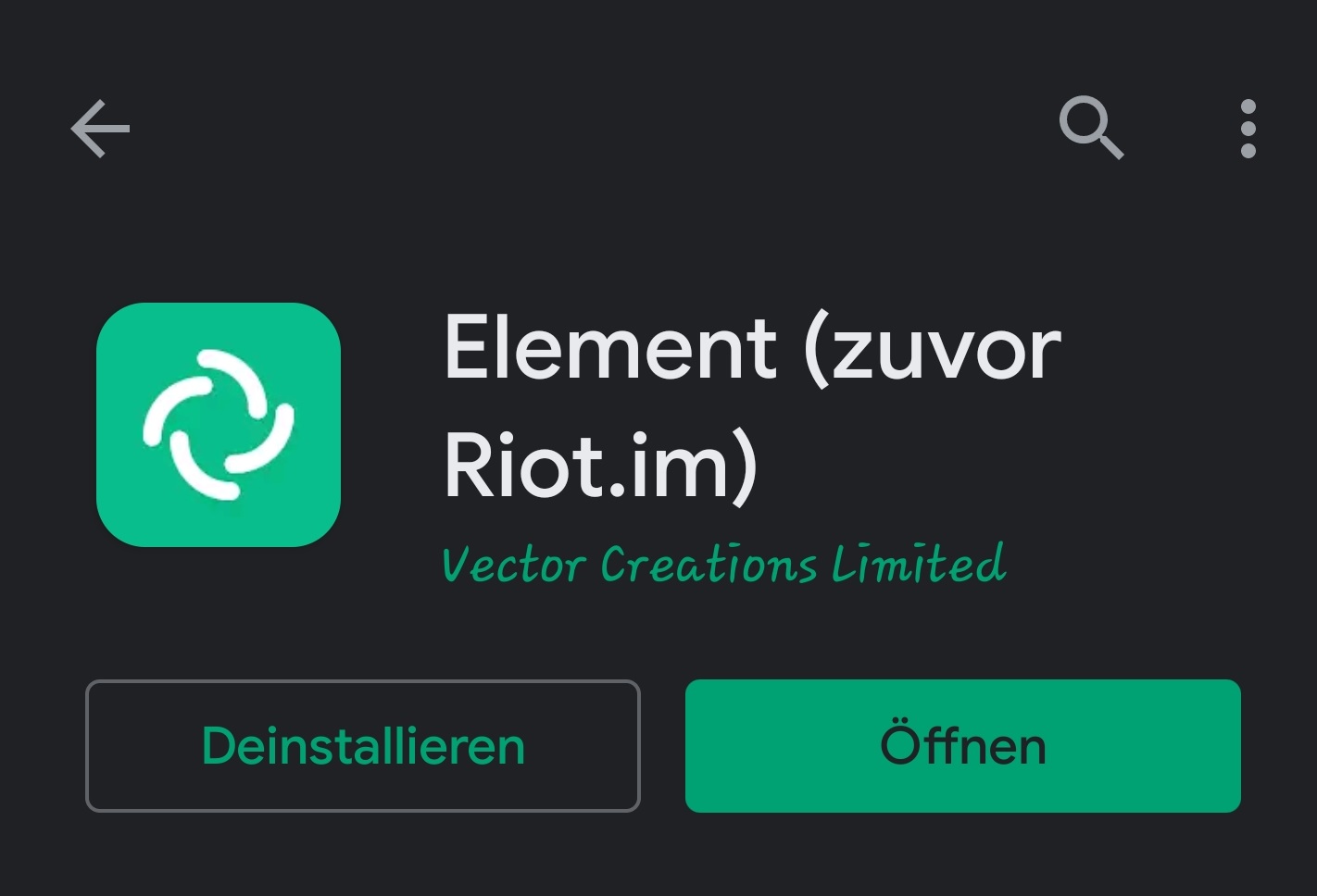 Ansicht der App aus dem Playstore